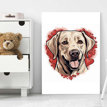 Cute Valentine Puppy Heart, Valentine Dog Canvas Print, Cute Labrador Retriever Love Canvas Wall Art, Valentine's Dog Painting, Valentine's Canvas, Pet Lover, Valentines Gift